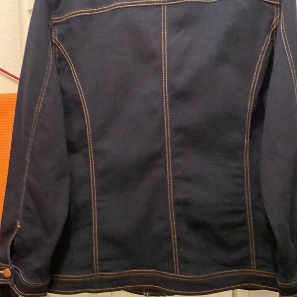UllaPopken Dark Denim Jacket Stretch Fabric Button Front/Sleeves Size 16/18 NWOT - Picture 4 of 6